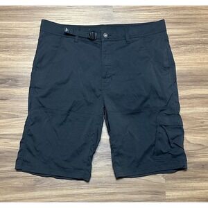 Prana Belted Stretch Zion Shorts Black Cargo 12" Hiking Outdoor Men's Sz 38